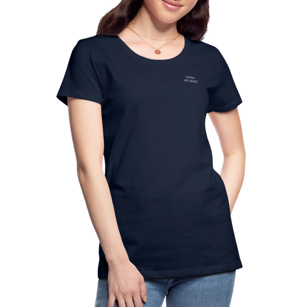 saved by grace - Backprint Frauen T-Shirt - Navy