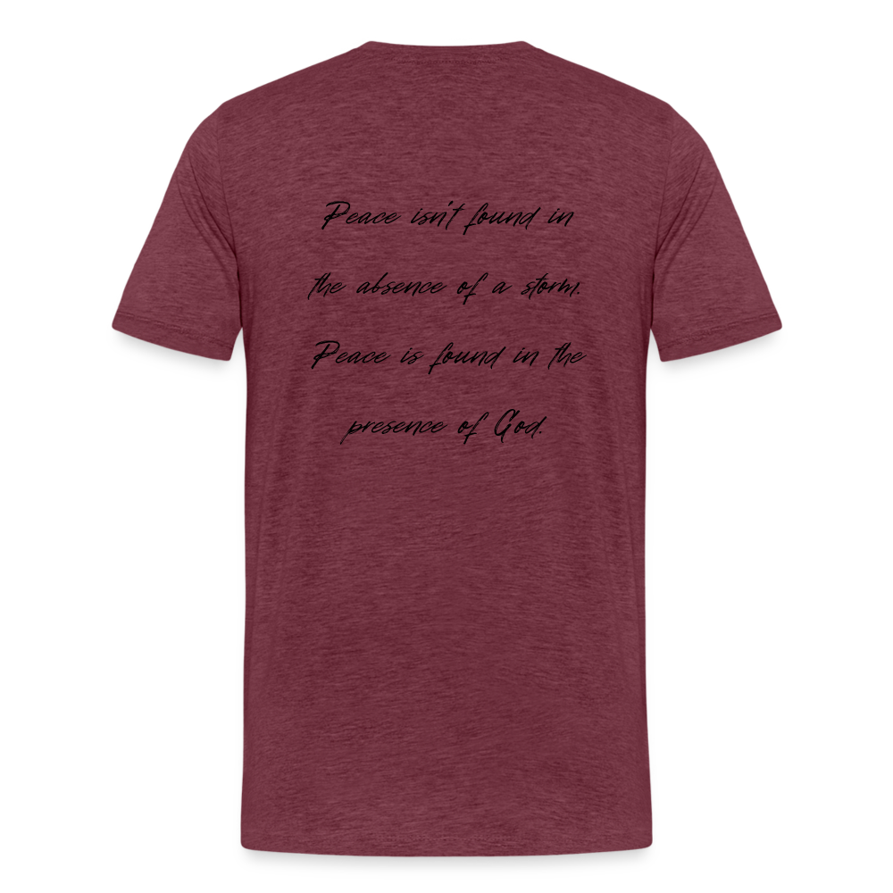Peace in his presence - Männer T-Shirt - Bordeauxrot meliert