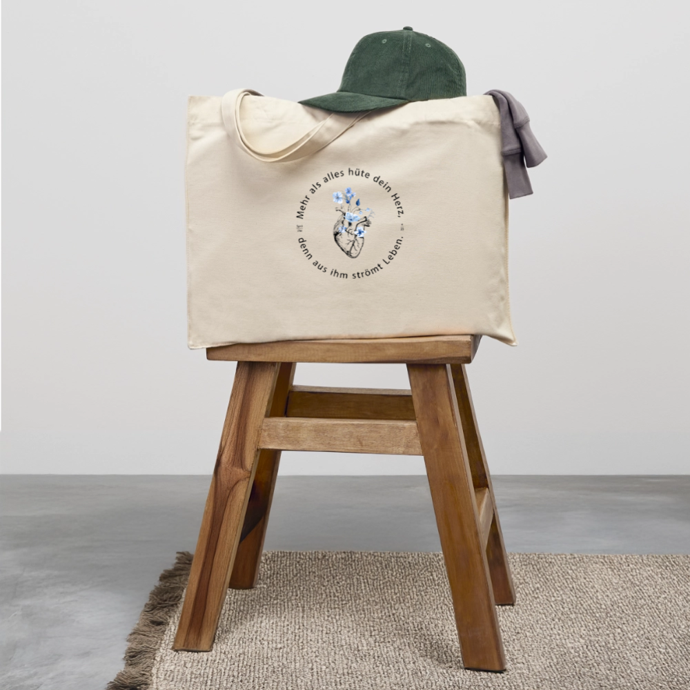 Behüte dein Herz - Stofftasche - Naturweiß