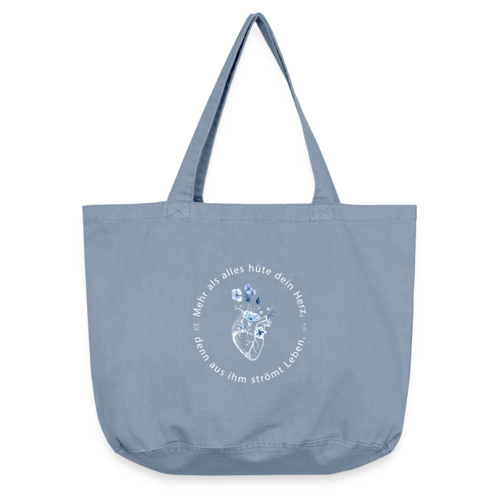 Behüte dein Herz - Stofftasche - vintage light blue