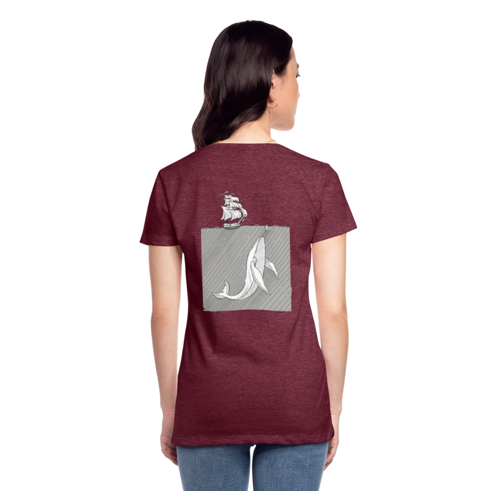 saved by grace - Backprint Frauen T-Shirt - Bordeauxrot meliert
