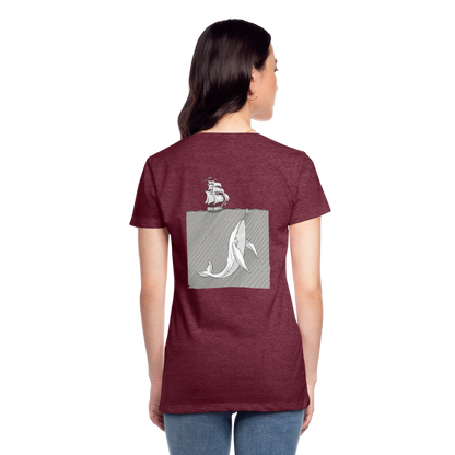 saved by grace - Backprint Frauen T-Shirt - Bordeauxrot meliert