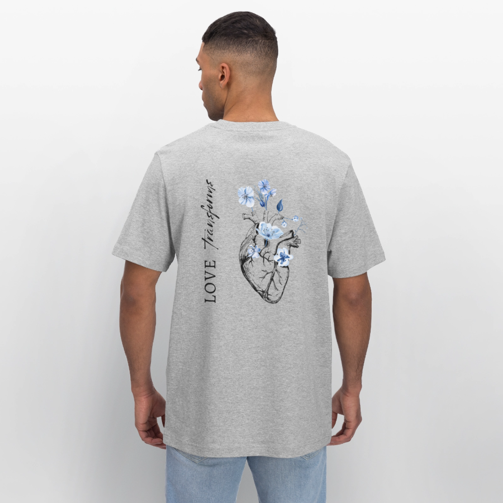 Love transforms - Oversized Unisex T-Shirt - Grau meliert