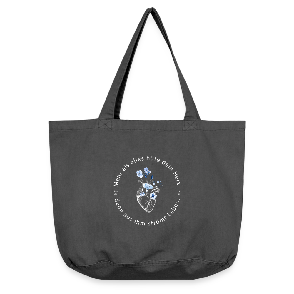 Behüte dein Herz - Stofftasche - Vintage Schwarz