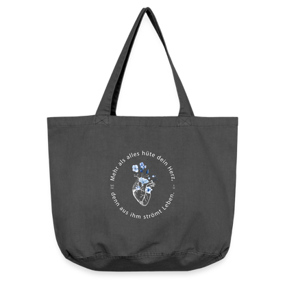 Behüte dein Herz - Stofftasche - Vintage Schwarz