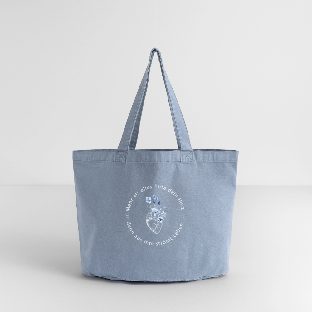 Behüte dein Herz - Stofftasche - vintage light blue