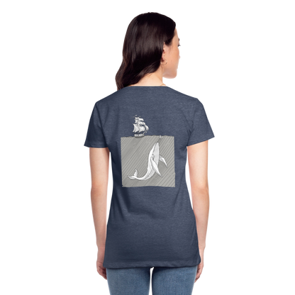 saved by grace - Backprint Frauen T-Shirt - Blau meliert