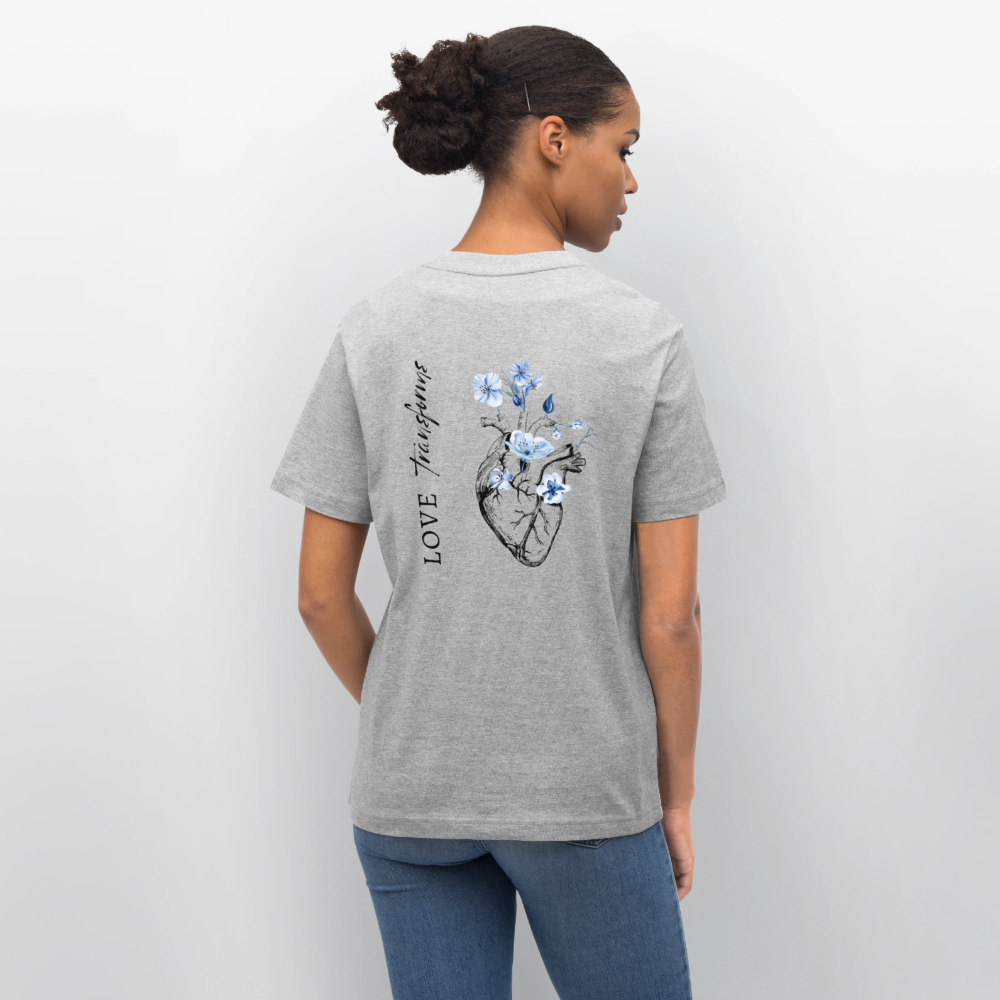 Love transforms - Oversized Unisex T-Shirt - Grau meliert