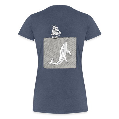 saved by grace - Backprint Frauen T-Shirt - Blau meliert