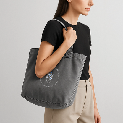 Behüte dein Herz - Stofftasche - Vintage Schwarz