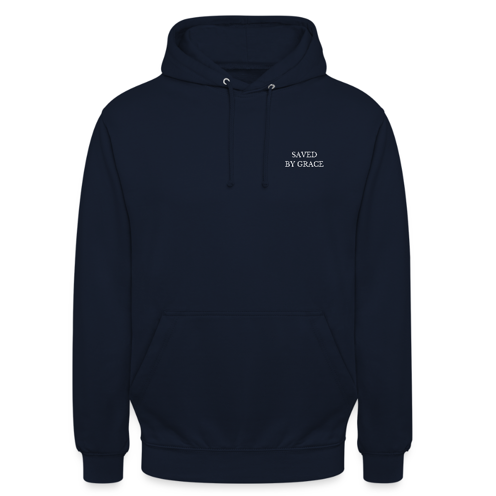 saved by grace - Backprint Unisex Hoodie - Navy