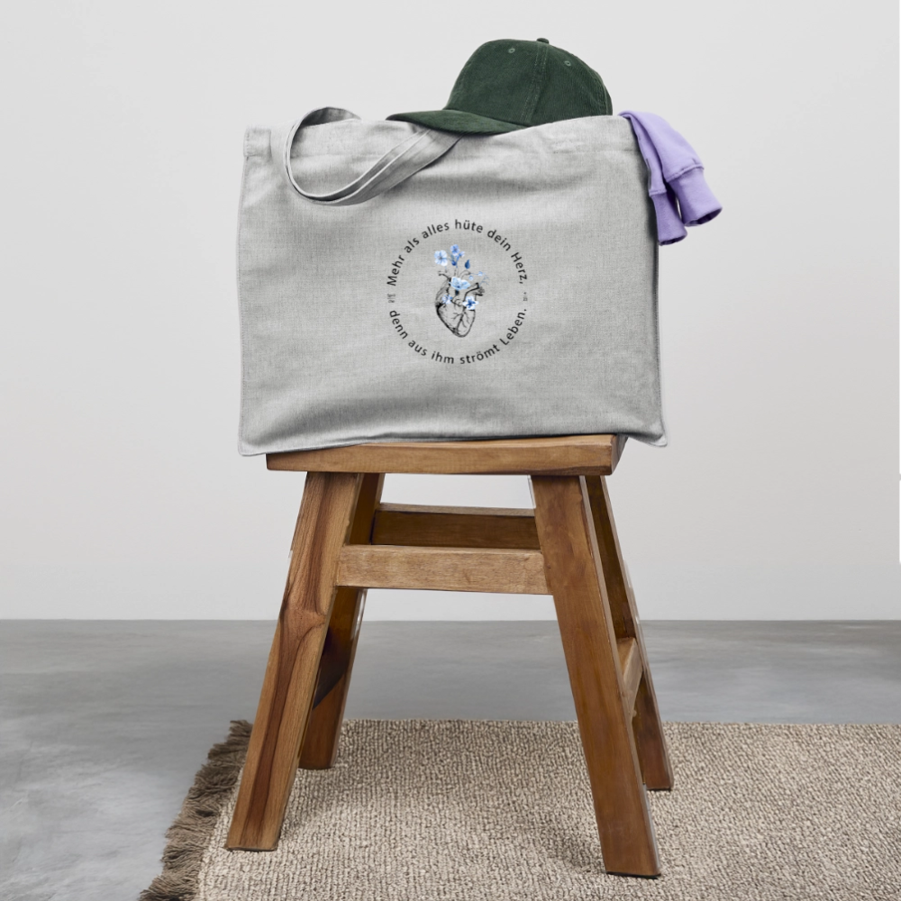 Behüte dein Herz - Stofftasche - Grau meliert