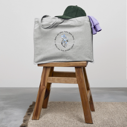 Behüte dein Herz - Stofftasche - Grau meliert