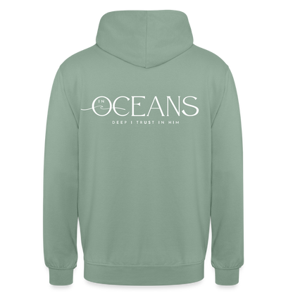 Oceans - Unisex Hoodie Backprint - Graugrün