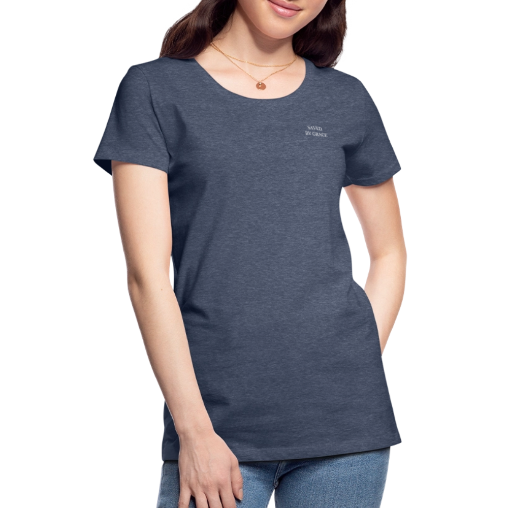 saved by grace - Backprint Frauen T-Shirt - Blau meliert