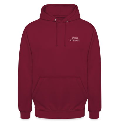 saved by grace - Backprint Unisex Hoodie - Bordeaux
