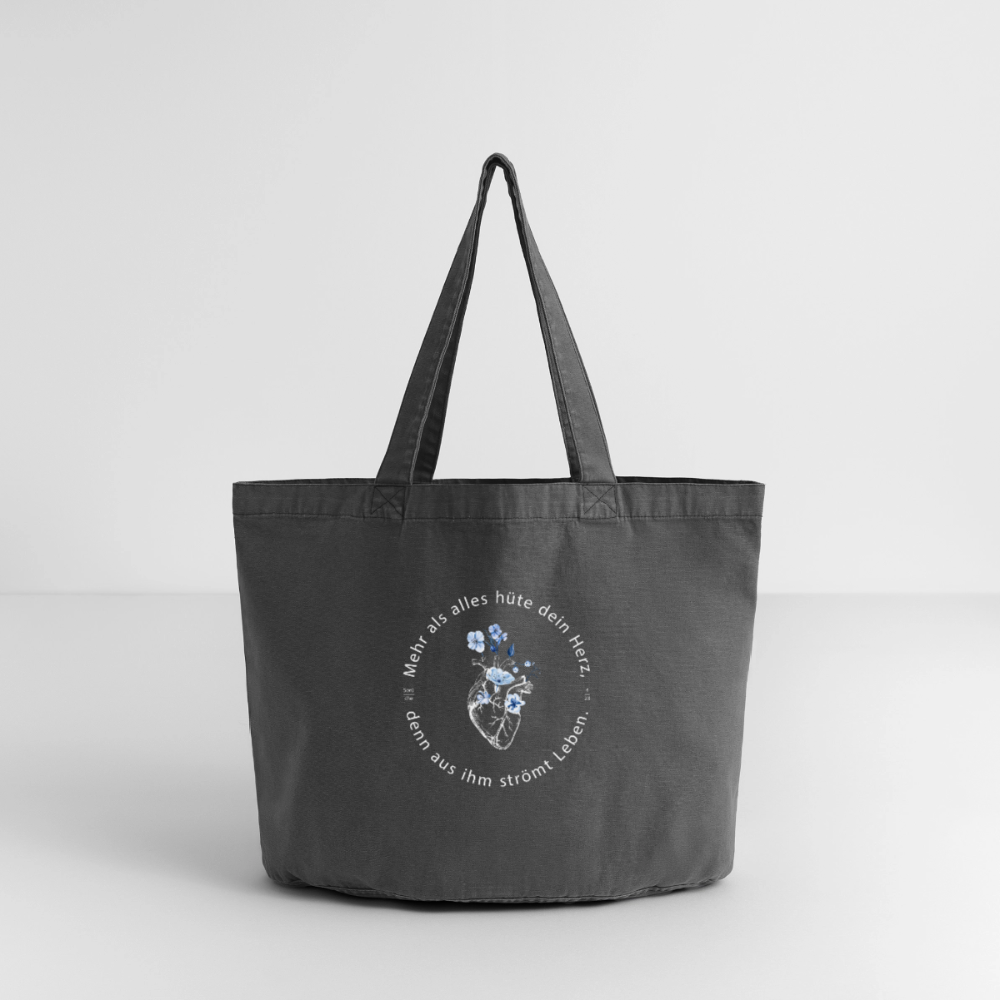 Behüte dein Herz - Stofftasche - Vintage Schwarz