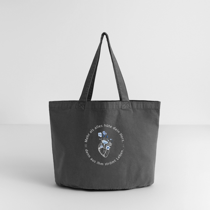 Behüte dein Herz - Stofftasche - Vintage Schwarz