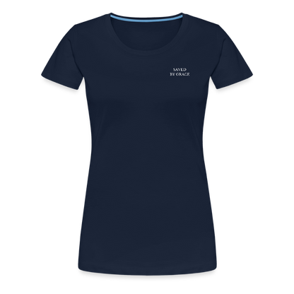 saved by grace - Backprint Frauen T-Shirt - Navy