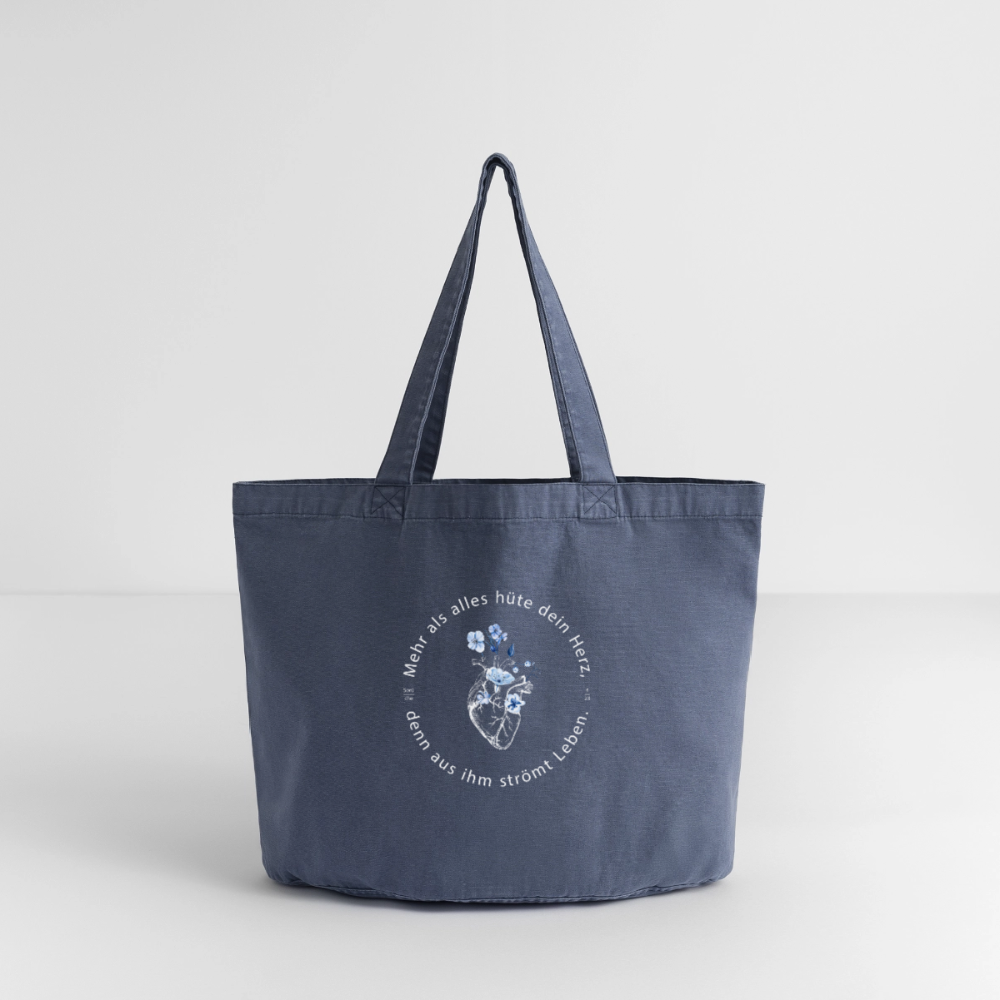 Behüte dein Herz - Stofftasche - Vintage Denim